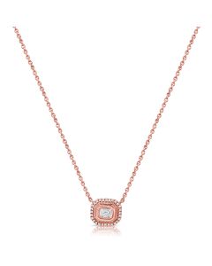 0.38CT EMERALD SHAPE AND ROUND DIAMOND PENDANT NECKLACE