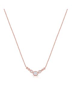 0.48CT OVAL SHAPE, PEAR SHAPE AND ROUND DIAMOND BEZEL SET STATION NECKLACE