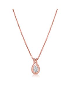 0.50CT PEAR SHAPE DIAMOND BEZEL SET SOLITAIRE PENDANT NECKLACE
