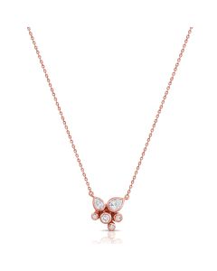 0.40CT PEAR SHAPE AND ROUND DIAMOND BEZEL SET PENDANT NECKLACE