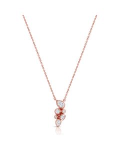 0.56CT EMERALD SHAPE, PEAR SHAPE AND ROUND DIAMOND BEZEL SET PENDANT NECKLACE