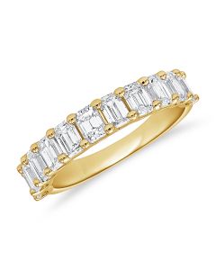 2.22CT EMERALD SHAPE DIAMOND HALFWAY RING