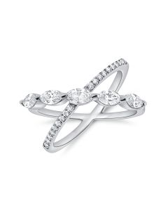 .83CT MARQUISE AND ROUND SHAPE DIAMOND CROSSOVER RING