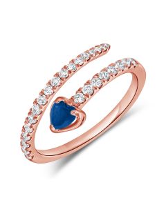 0.57CT SAPPHIRE AND ROUND DIAMOND HEART WRAP RING