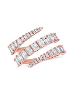 2.99CT EMERALD SHAPE , BAGUETTES AND DIAMOND WRAP RING