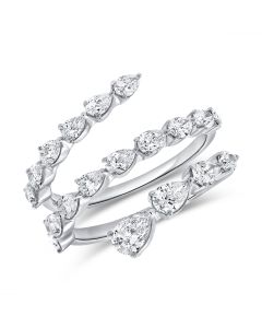 1.45CT PEAR SHAPE DIAMOND THREE ROW WRAP RING