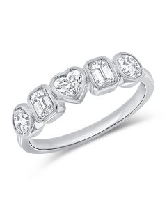 .99CT HEART, EMERALD AND ROUND SHAPE DIAMOND RING