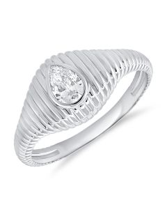 0.33CT PEAR SHAPE DIAMOND SOLITAIRE FLUTED RING