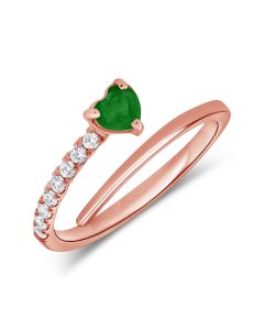 0.43CT EMERALD AND ROUND DIAMOND WRAP RING