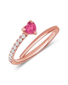 0.43CT PINK SAPPHIRE AND ROUND DIAMOND WRAP RING