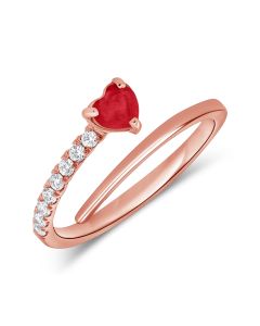 0.43CT RUBY AND ROUND DIAMOND WRAP RING