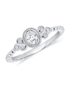 0.27CT OVAL SHAPE AND ROUND DIAMOND BEZEL BALL RING
