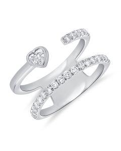 .56CT HEART AND ROUND SHAPE DIAMOND BEZEL WRAP RING