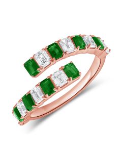 1.94CT EMERALD AND EMERALD SHAPE DIAMOND WRAP RING