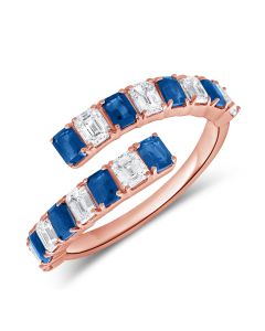 1.81CT SAPPHIRE AND EMERALD SHAPE DIAMOND WRAP RING