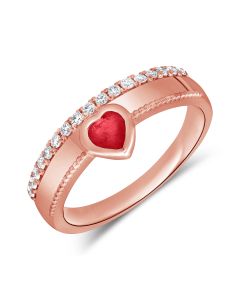 0.50CT RUBY AND ROUND DIAMOND HEART RING