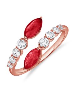 1.28CT RUBY AND ROUND DIAMOND WRAP RING