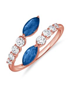 1.28CT SAPPHIRE AND ROUND DIAMOND WRAP RING
