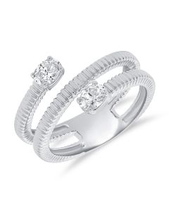 0.40CT OVAL SHAPE DIAMOND FLUTED WRAP RING