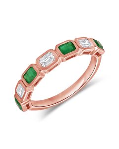 1.01CT EMERALD AND AND EMERALD SHAPE DIAMOND BEZEL RING