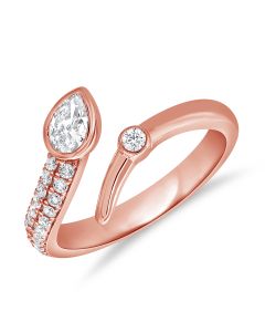 0.49CT PEAR SHAPE AND ROUND DIAMOND SNAKE WRAP RING