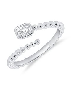 .21CT EMERALD SHAPE DIAMOND BALL SOLITAIRE BEZEL SET WRAP RING