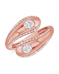 0.87CT OVAL SHAPE AND ROUND DIAMOND BEZEL SET WRAP RING