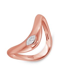 0.15CT MARQUISE SHAPE DIAMOND BEZEL SET SOLITAIRE CURVED RING