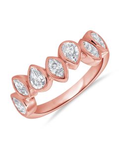 0.91CT PEAR AND MARQUISE SHAPE DIAMOND BEZEL RING