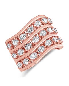 1.92CT OVAL SHAPE DIAMOND THREE ROW COCKTAIL RING