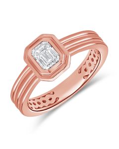 0.50CT EMERALD SHAPE DIAMOND GYPSY-SET RING