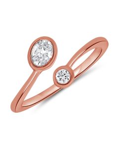 0.35CT OVAL SHAPE AND ROUND DIAMOND BEZEL RING