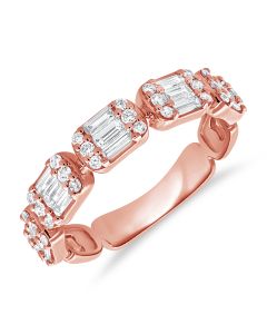 0.67CT BAGUETTES AND ROUND DIAMOND HALFWAY RING