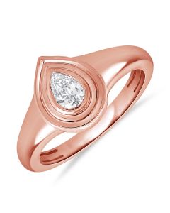 0.30CT PEAR SHAPE DIAMOND BEZEL SET SOLITAIRE RING