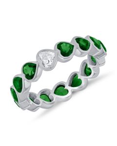 2.76CT EMERALD AND DIAMOND HEART ETERNITY RING
