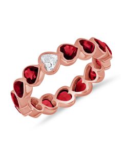 3.37CT RUBY AND DIAMOND HEART ETERNITY RING