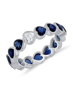 2.97CT SAPPHIRE AND DIAMOND HEART ETERNITY RING