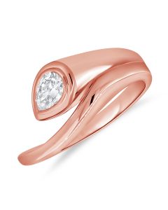 0.40CT PEAR SHAPE DIAMOND BEZEL SET SOLITAIRE RING