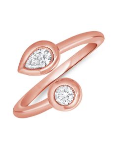 0.32CT PEAR SHAPE AND ROUND DIAMOND BEZEL SET WRAP RING