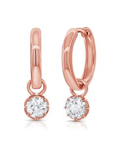 0.72CT DIAMOND SIX PRONG SOLITAIRE HUGGIE EARRINGS