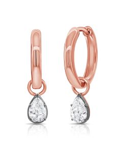 0.50CT PEAR SHAPE DIAMOND SOLITAIRE HUGGIE EARRINGS