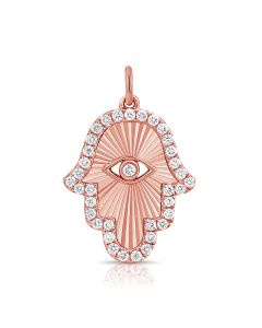 0.30CT DIAMOND FLUTED HAMSA PENDANT