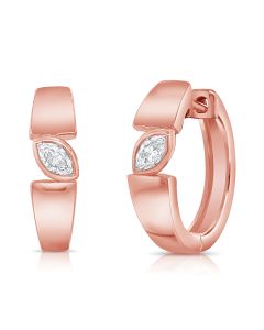 0.20CT MARQUISE SHAPE DIAMOND SOLITAIRE BEZEL HUGGIE EARRINGS