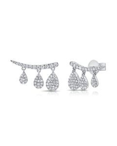 0.66CT DIAMOND PEAR PAVE CLIMBER EARRINGS