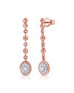 0.29CT DIAMOND BALL OVAL PAVE DROP EARRINGS