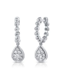 0.31CT DIAMOND BALL PEAR PAVE HUGGIE EARRINGS