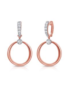 0.64CT DIAMOND OPEN CIRCLE DROP EARRINGS