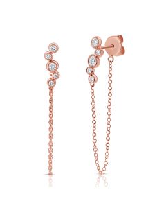 0.21CT DIAMOND BEZEL SET STUD WITH CHAIN EARRINGS