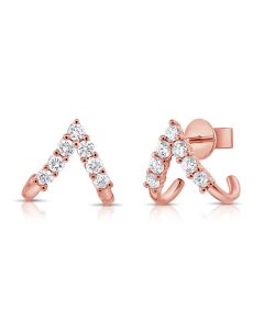 0.66CT DIAMOND TRIANGLE CAGE HUGGIE EARRINGS