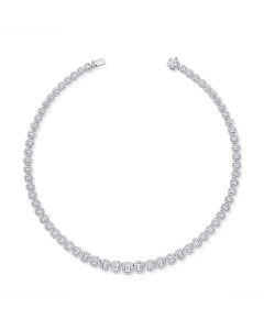 16.38CT EMERALD SHAPE AND DIAMOND ILLUSION TENNIS NECKLACE